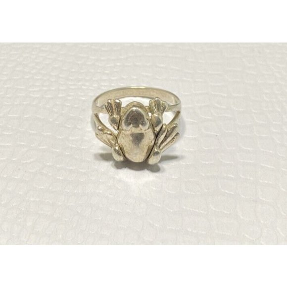 STERLING SILVER MOVABLE FROG RING SIZE 7 3/4 ARTICULATED ARMS LEGS AMPHIBIAN - Picture 2 of 7